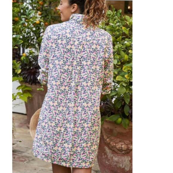Frank & Eileen Hunter Linen Button Front Shirtdress Neon Floral Size Small - Picture 11 of 16